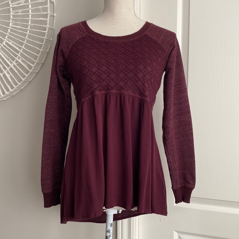 Maurices -  Burgundy Mixed Media Sweater